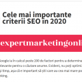 Infografic SEO - Cele mai importante criterii SEO în 2020